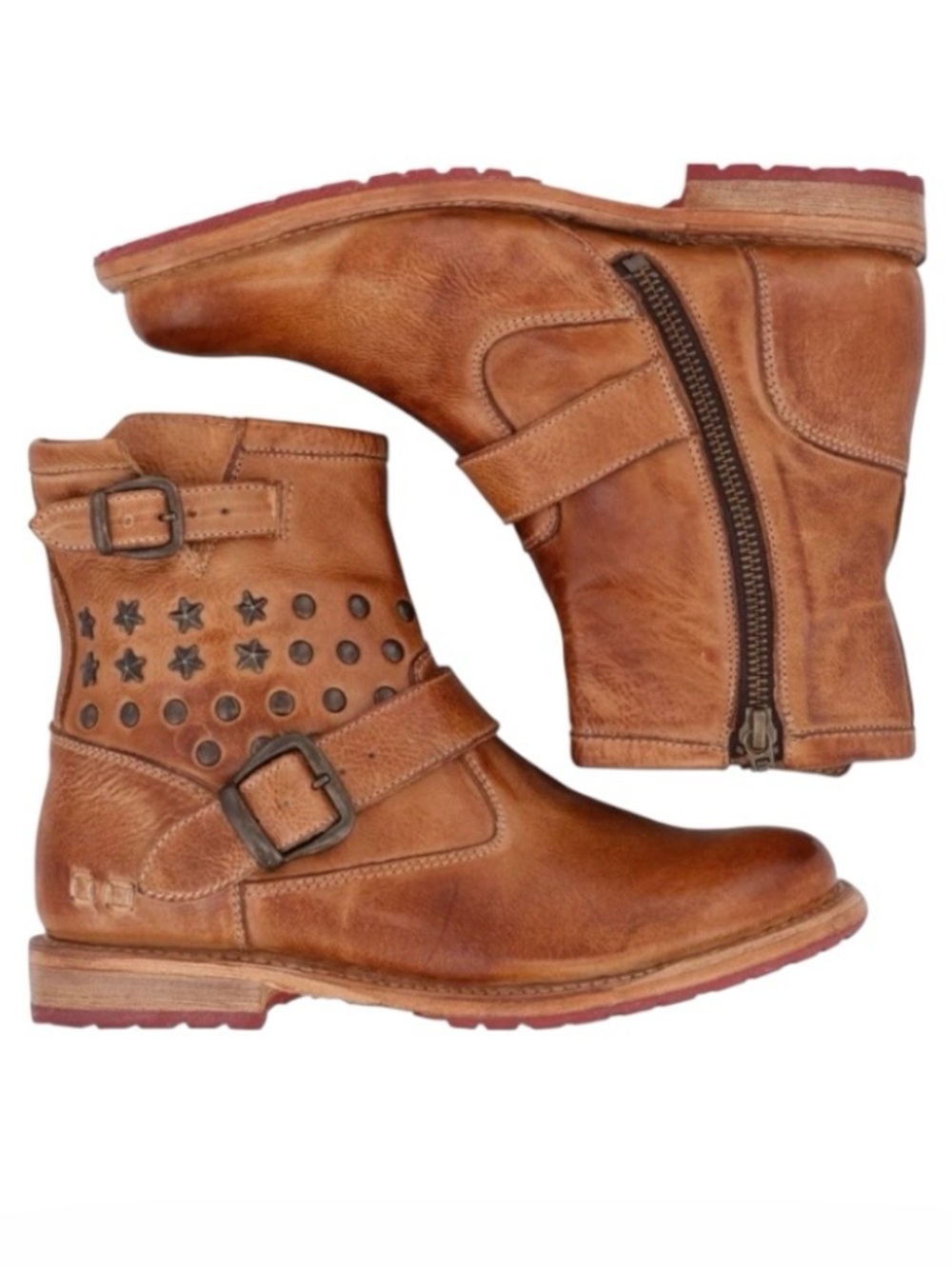 Bed Stu Women's Whacky II Tan Dip Dye Leather Ankle Boots Size 10 Studs Stars